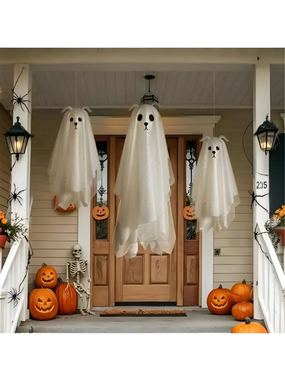 Halloween Decorations Outdoor, 3 Pack Lighted Dog Ghost Hanging Decor